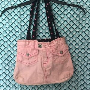 Pink recycled jean bag